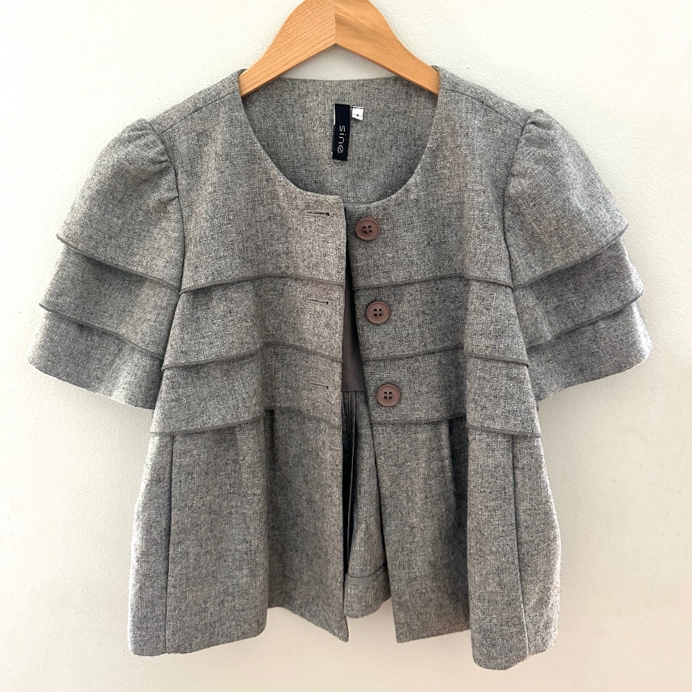 Anthropologie Gray Wool Crop Jacket by Sine - Size 8